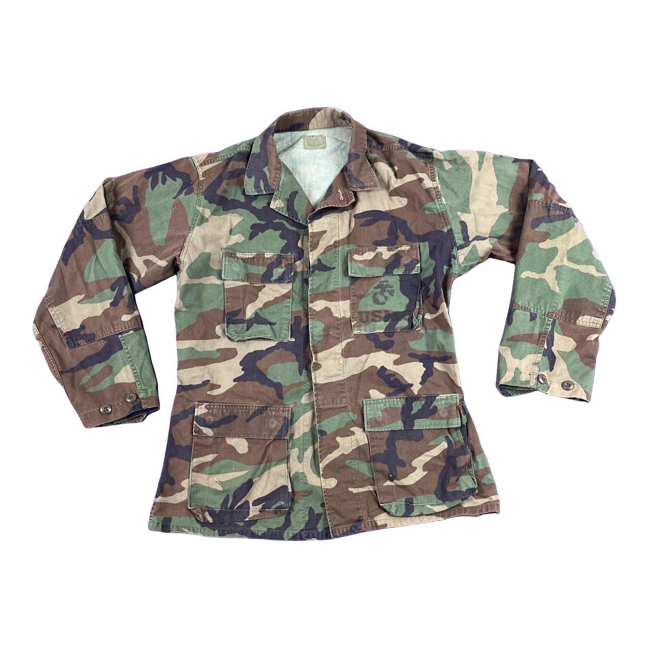 Vintage 90s Military USM Camo denim Jacket Fits a... - Depop