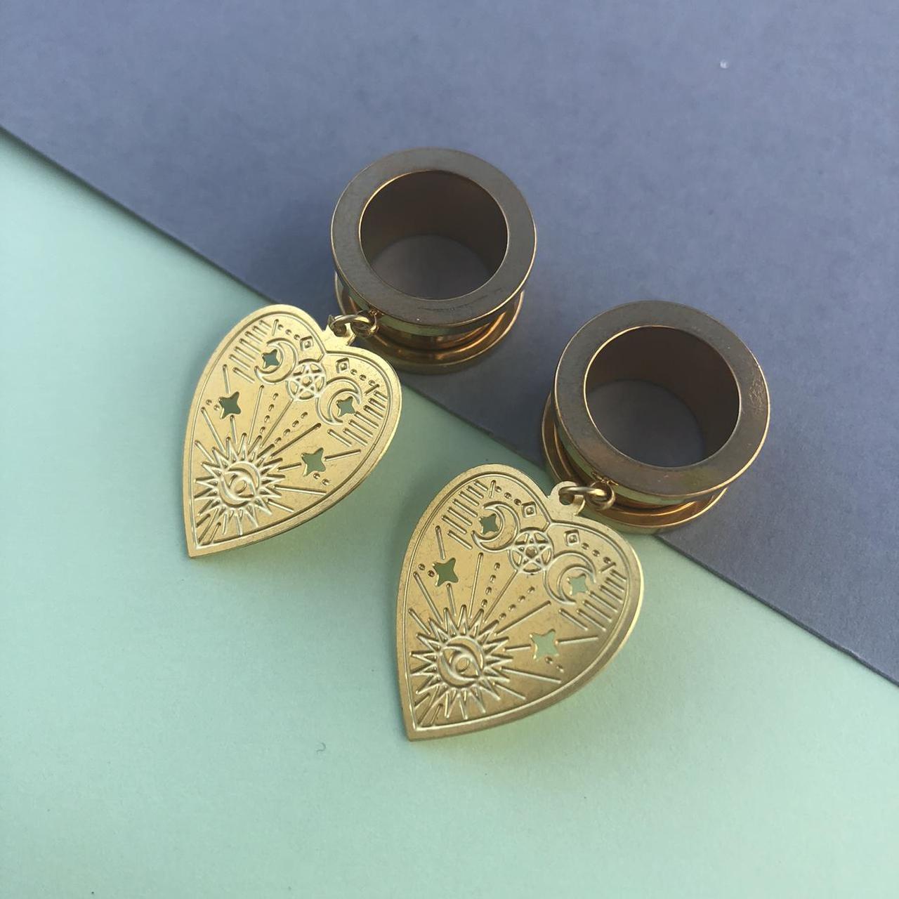 Screw back tunnels in gold available in different... Depop