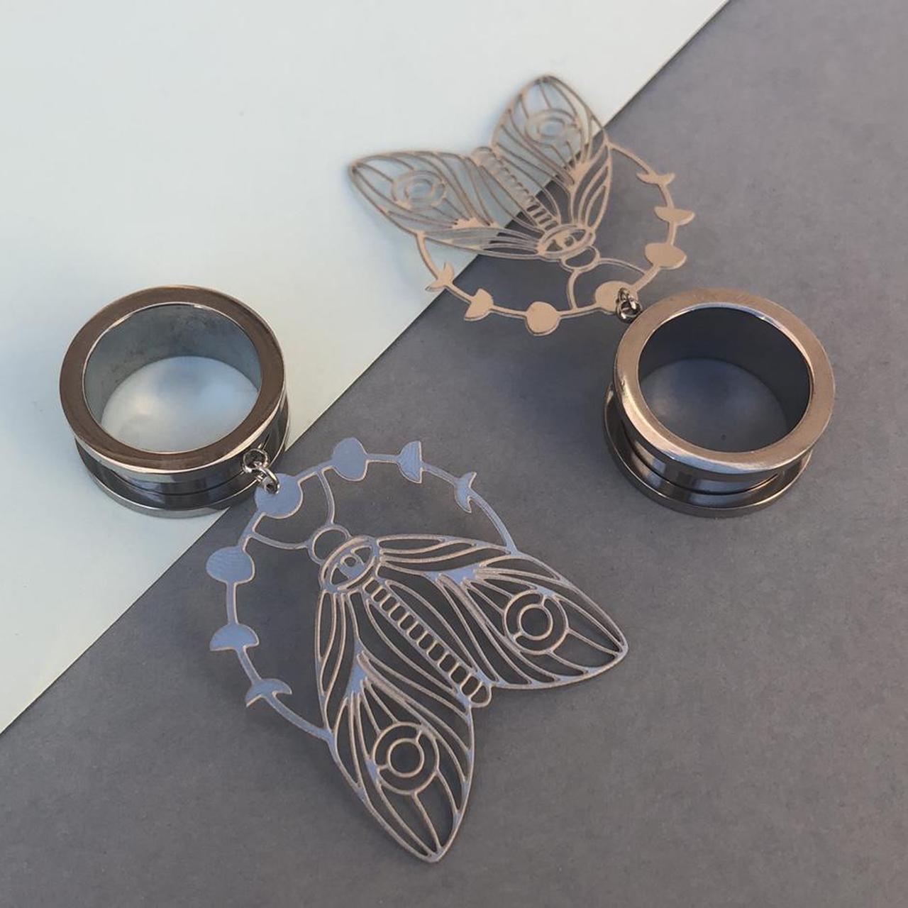 Screw back tunnels in silver available in different... Depop