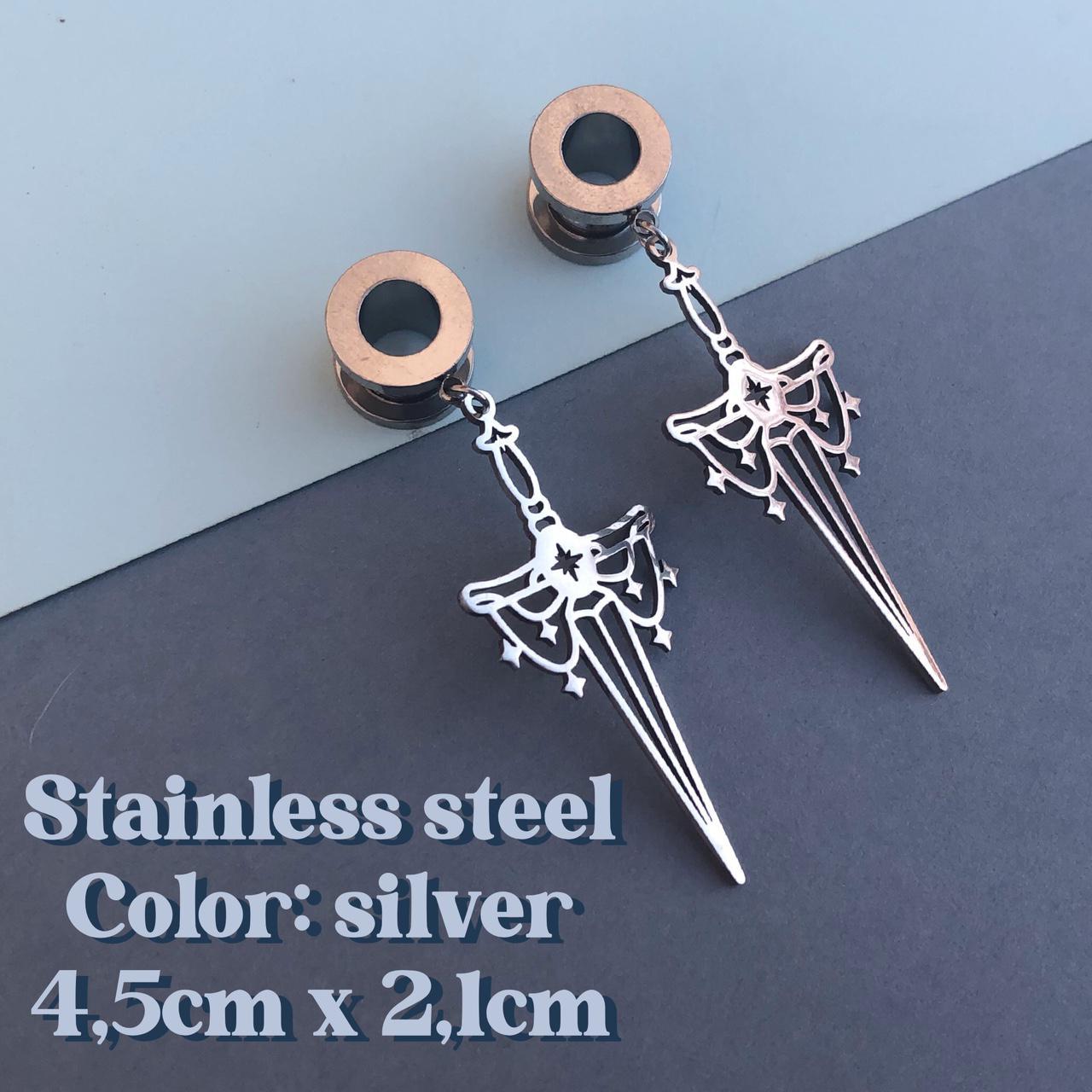 Screw back tunnels in silver available in different... Depop