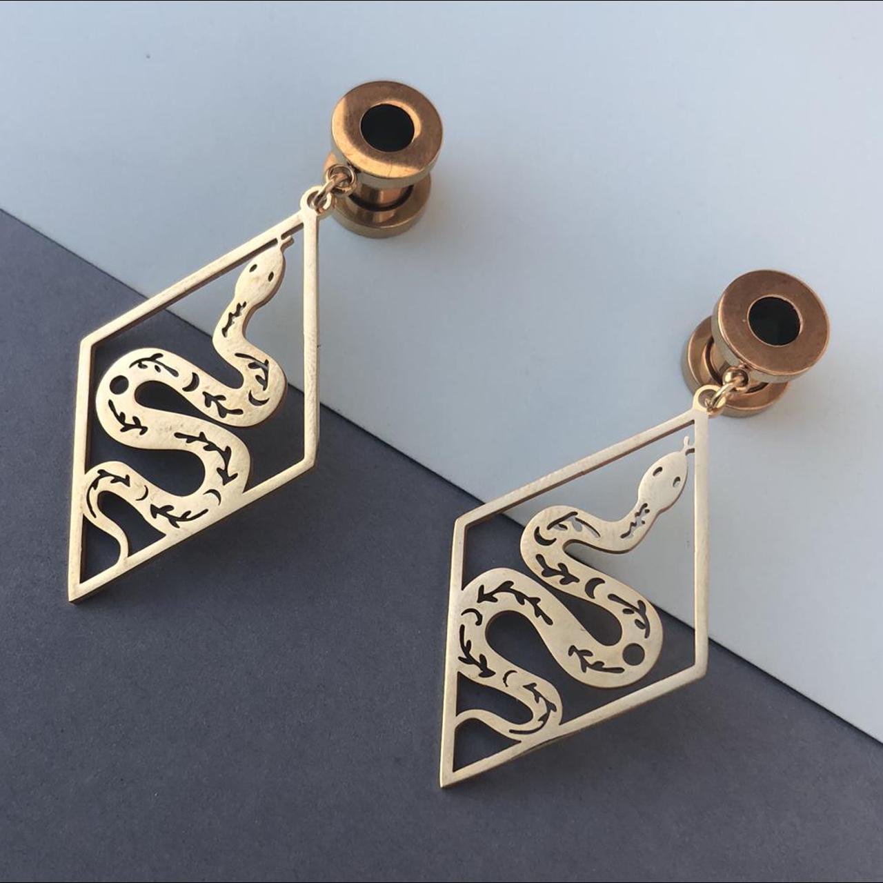 Screw back tunnels in gold available in different... Depop