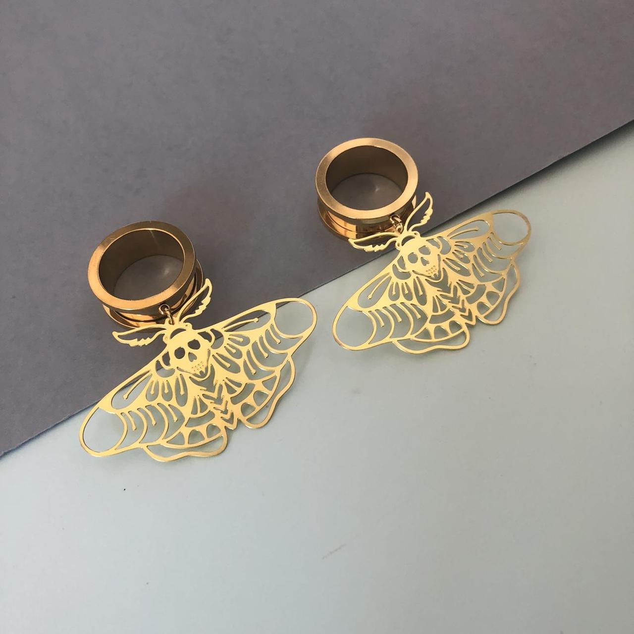 Screw back tunnels in gold available in different... Depop