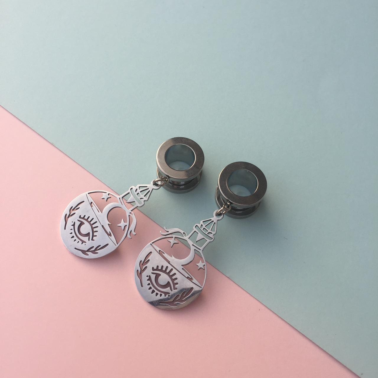 Screw back tunnels in silver available in different... Depop