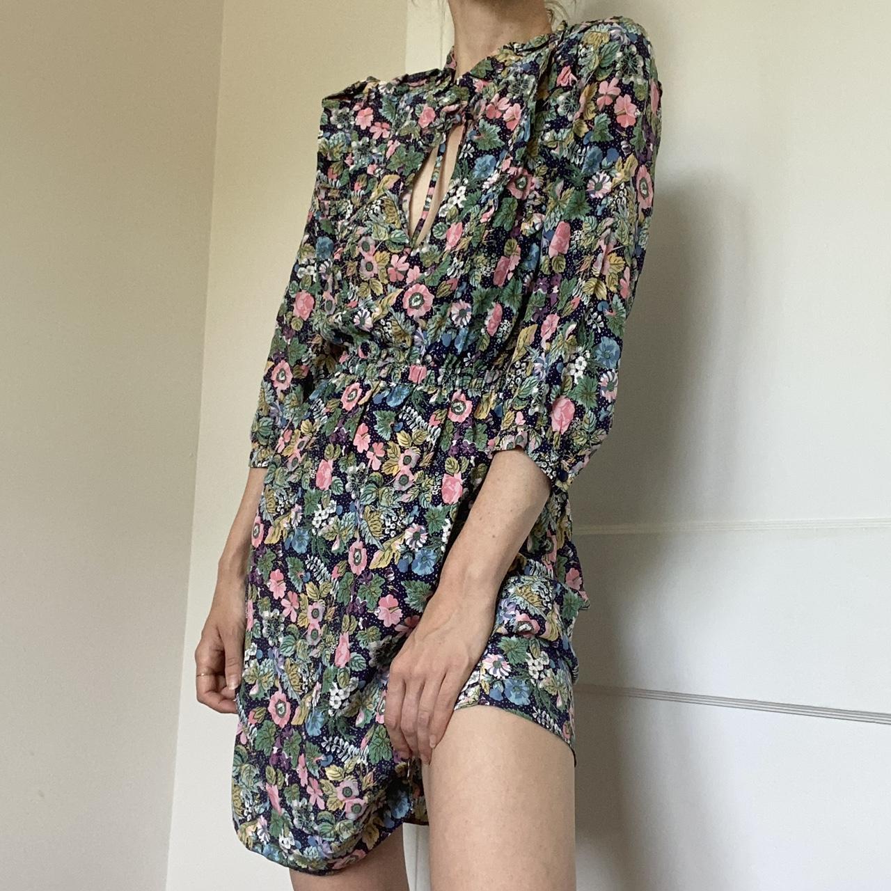  Other Stories Floral long sleeve mini dress. Navy - Depop