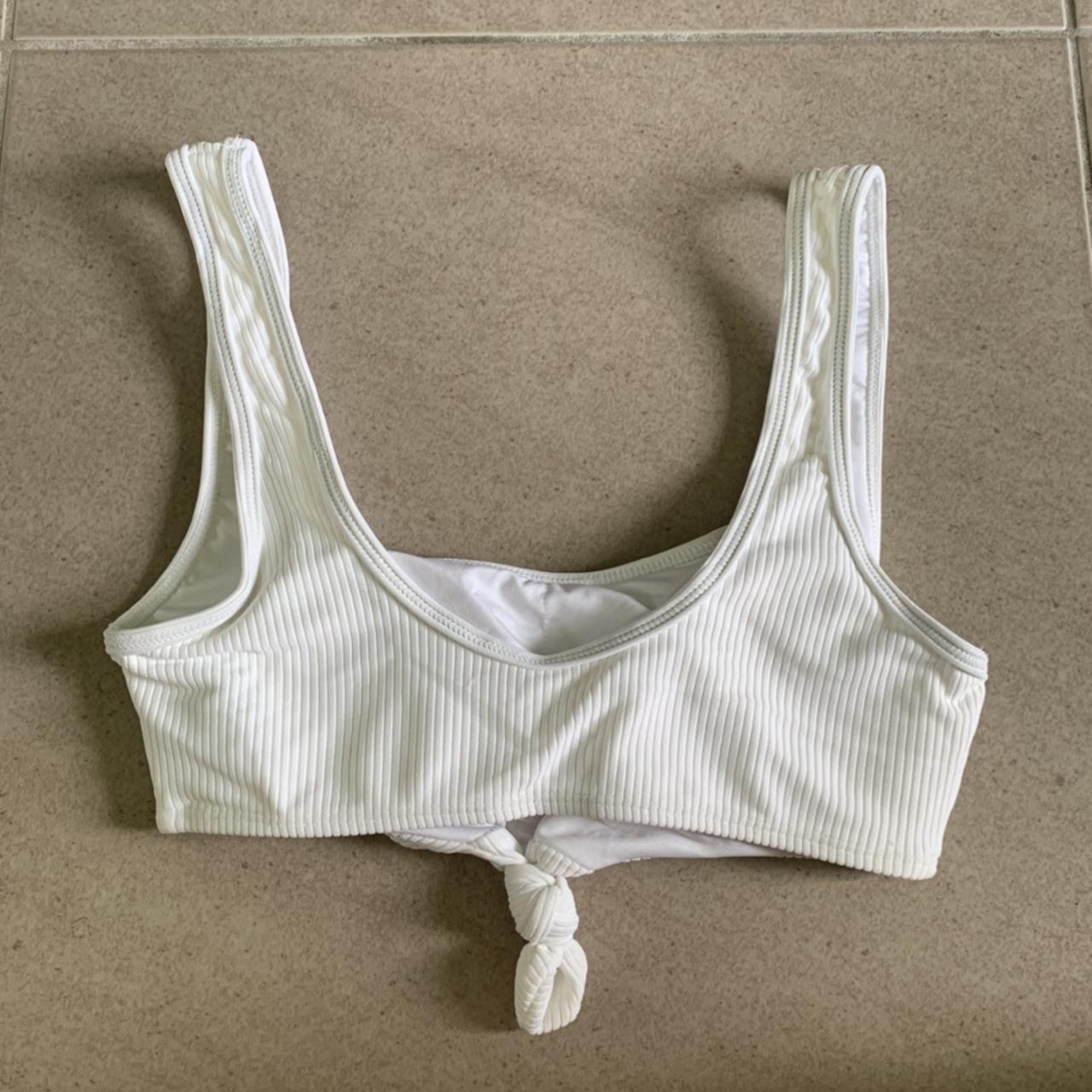 white tie up bikini top never worn, bought from... - Depop