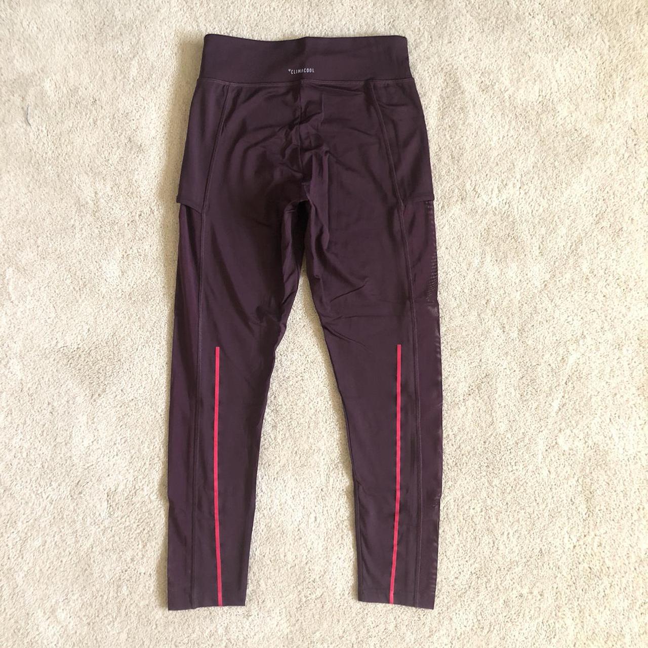 Adidas ClimaCool Women's Maroon Mesh Leggings Mesh - Depop