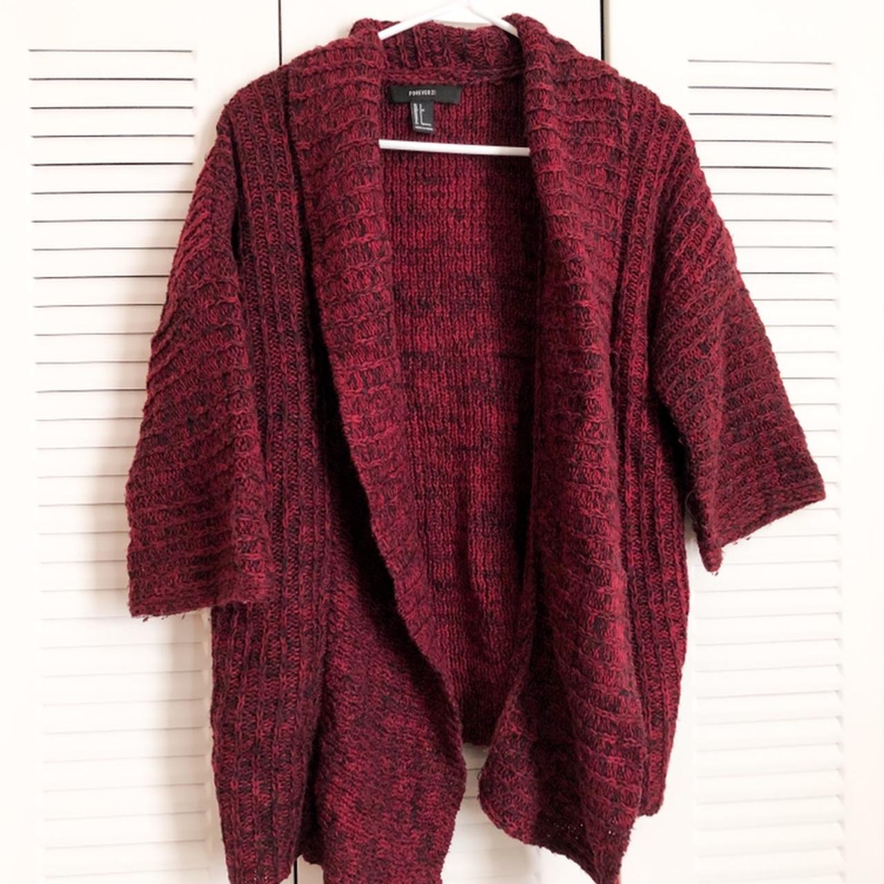 Forever 21 maroon burgundy knit cardigan mid... Depop
