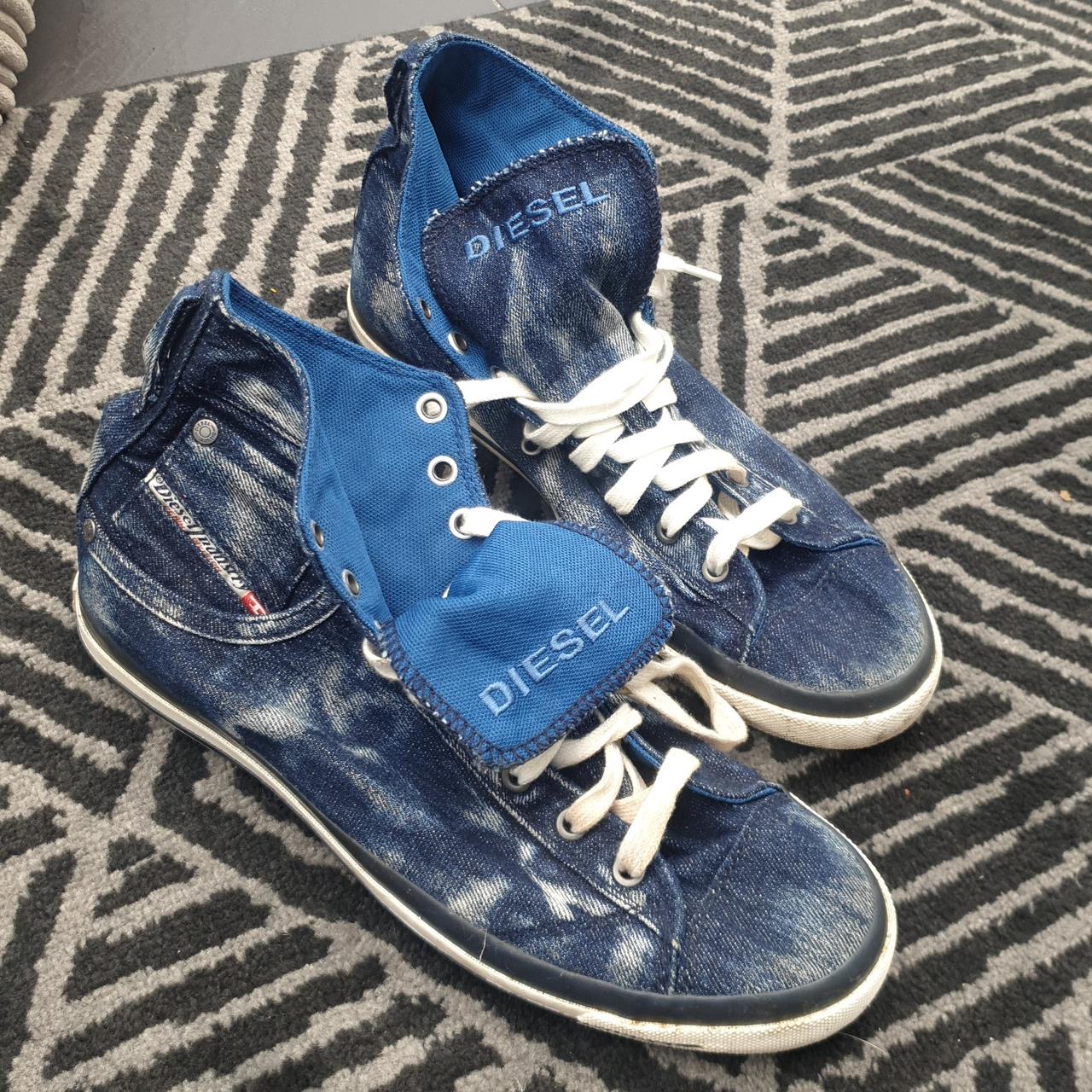Diesel Acid Wash Effect Denim SATHOS High Top Sneakers men  Glamood Outlet