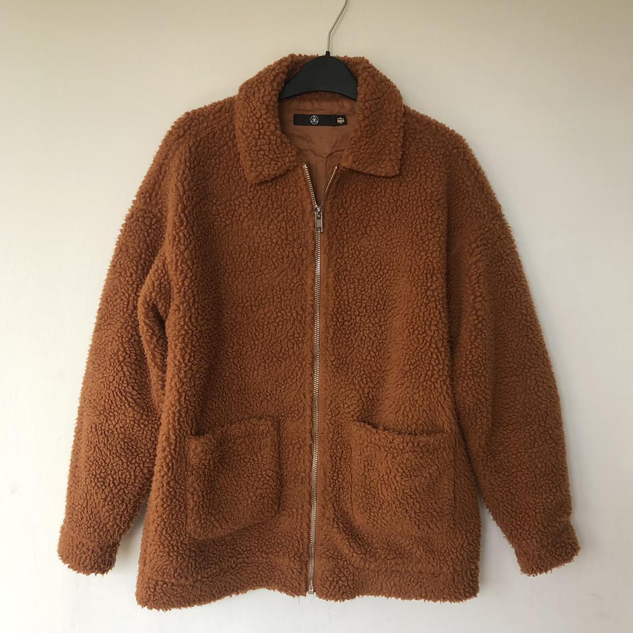 Rust oversized borg on sale zip through teddy jacket