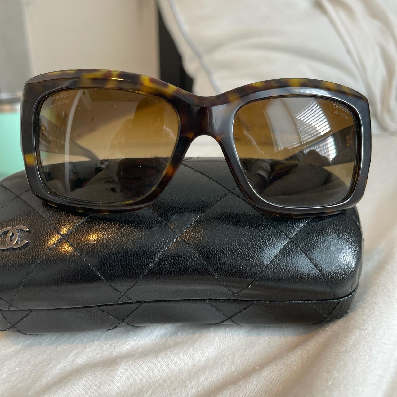 Vintage Chanel Shield Sunglasses. In good vintage - Depop