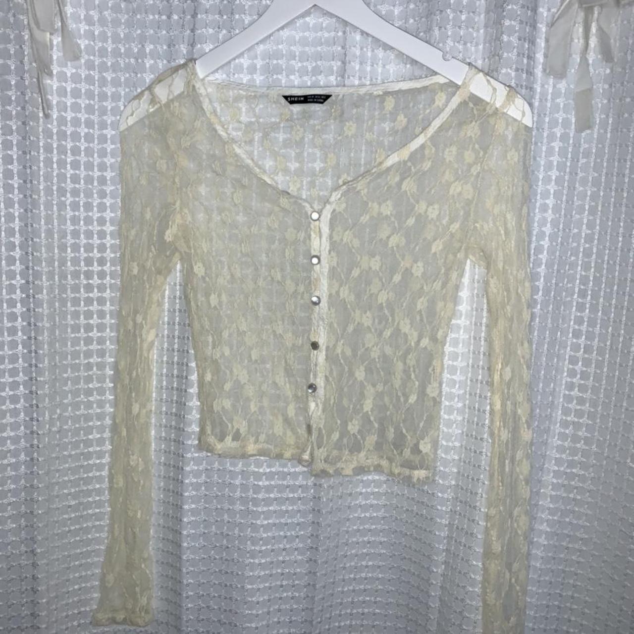 Cream Lace Cardigan XS Shipping 4 Depop