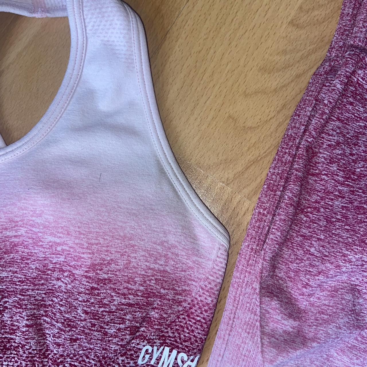 GYMSHARK PINK OMBRE LEGGINGS AND SPORTS BRA SET size - Depop