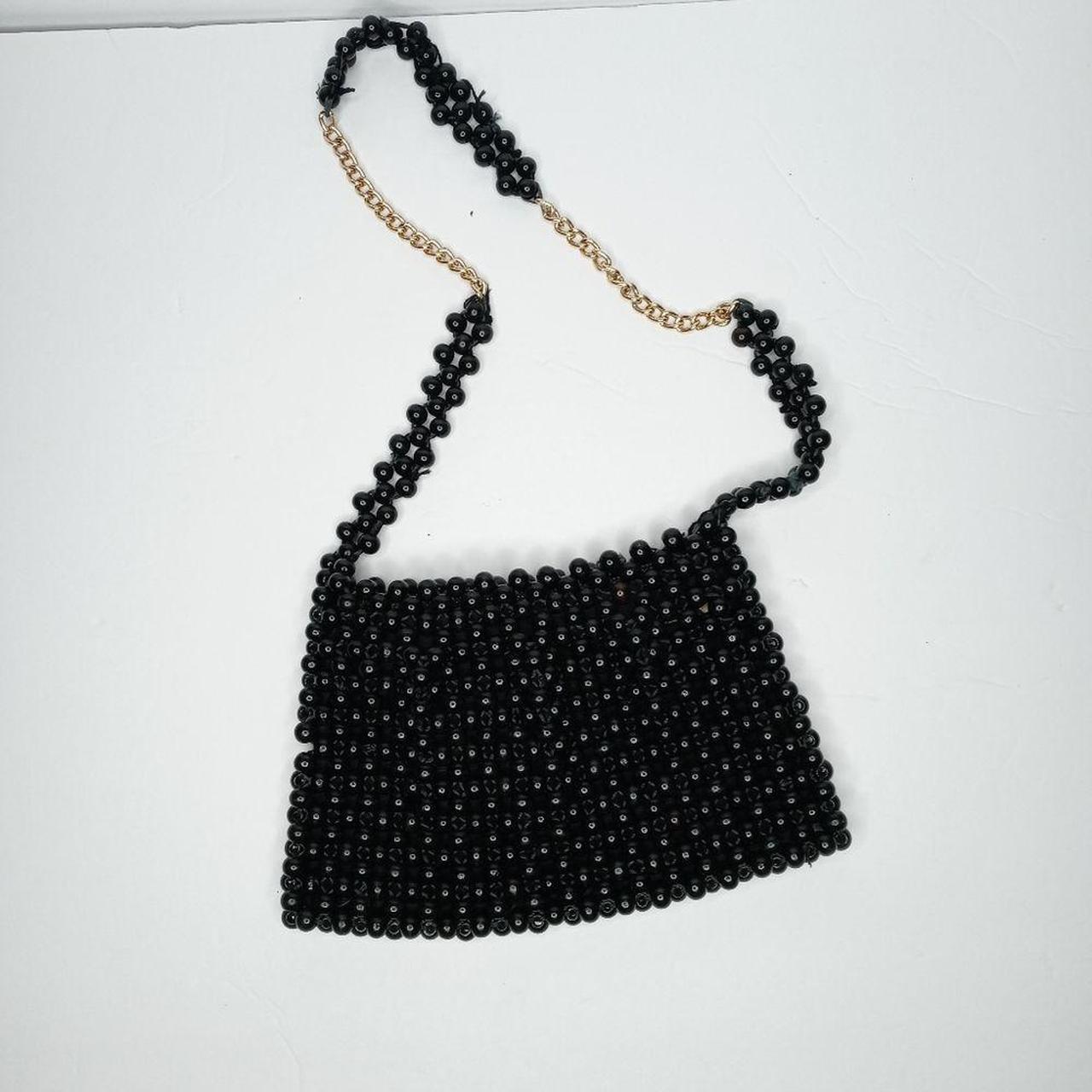 Vintage 70s black beaded bag made in buy Japan