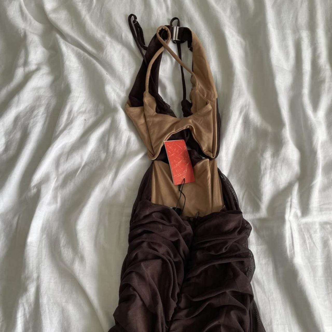 cider brown caramel mesh dress cider bodycon... Depop