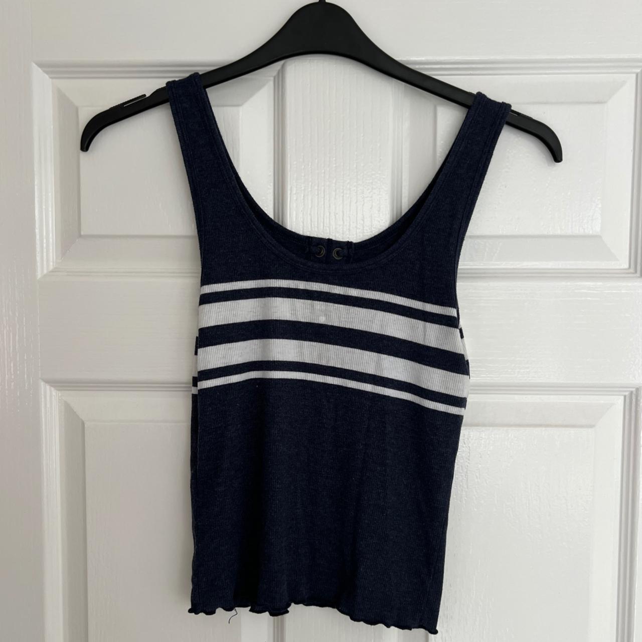 Navy and white stripped top. Size S. Very good... - Depop