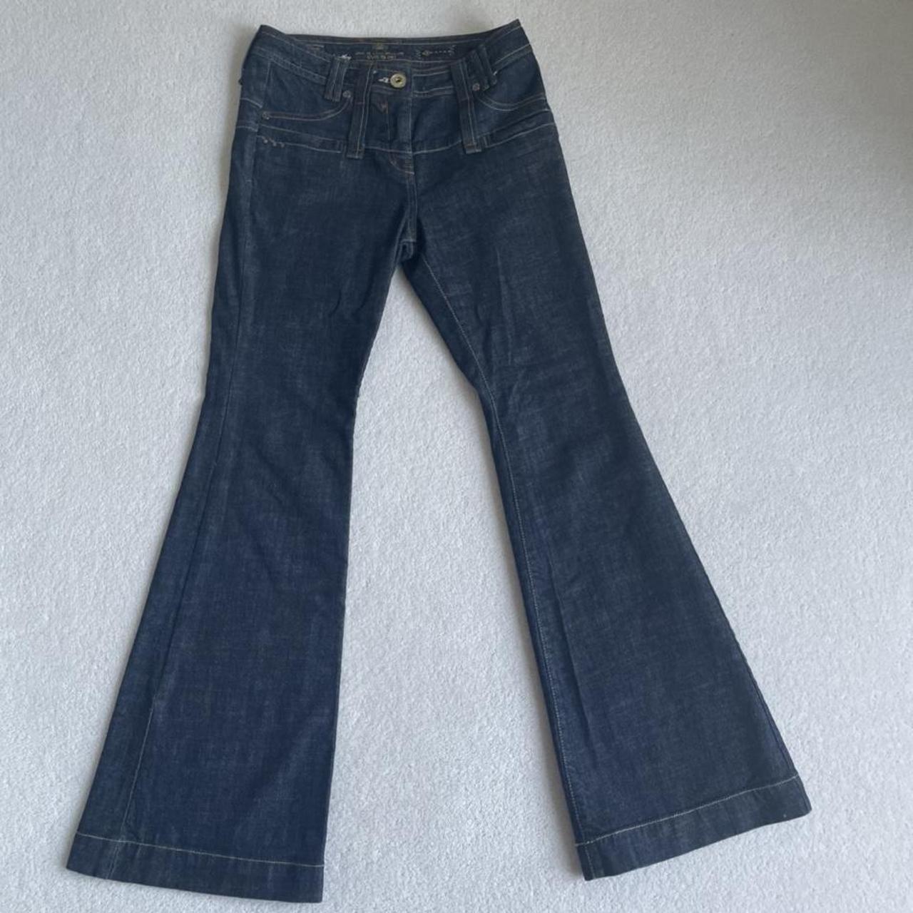 mid to low rise dark blue jeans, label says size 8... - Depop