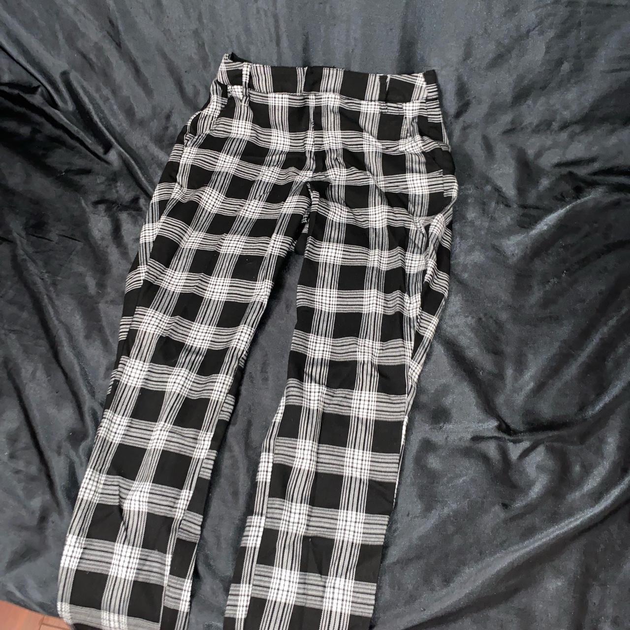 Black and Gray Plaid Pants Can fit medium! Depop