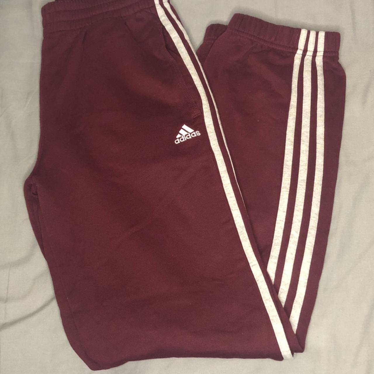 burgundy adidas tracksuit bottoms