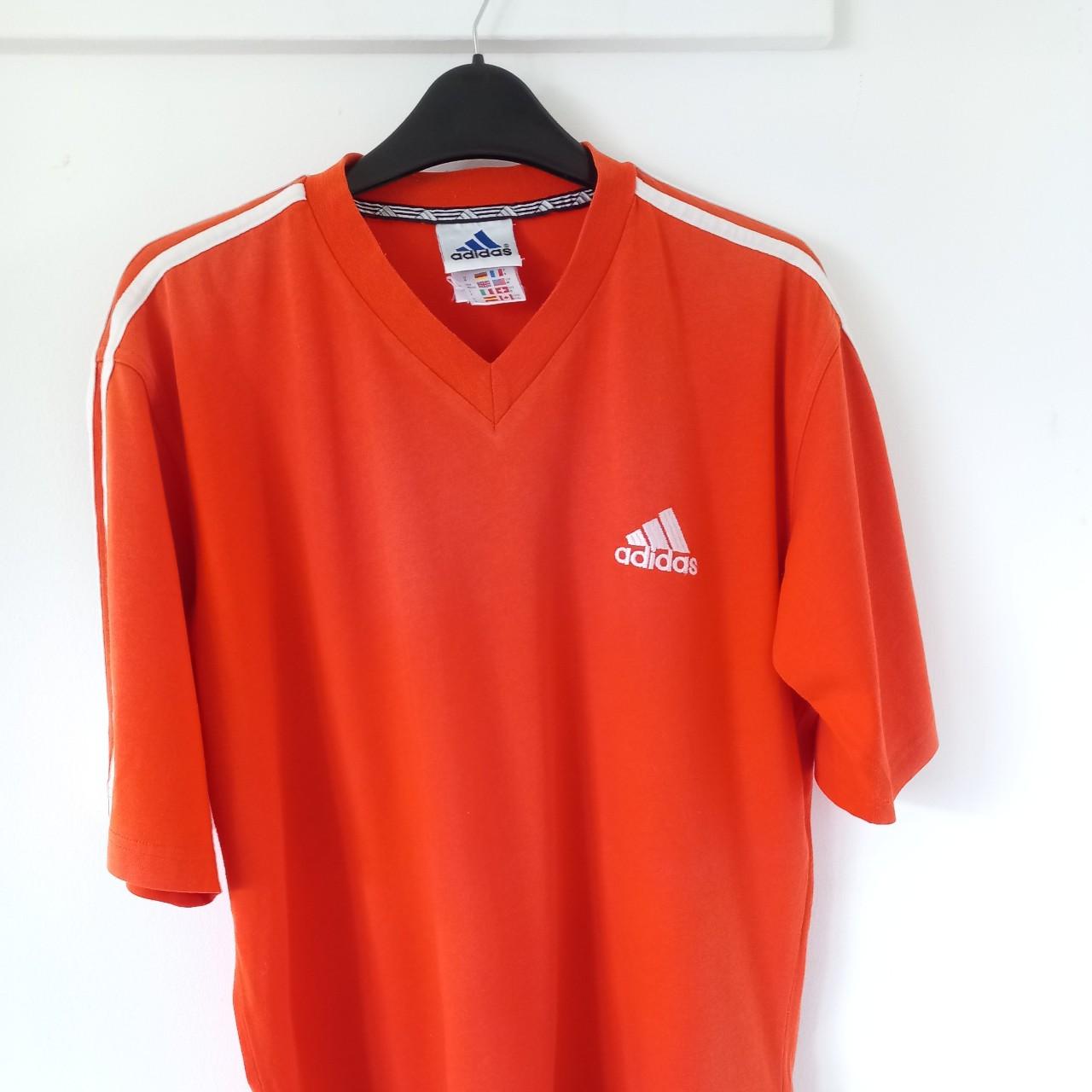 Adidas Men's Orange and White Tshirt Depop