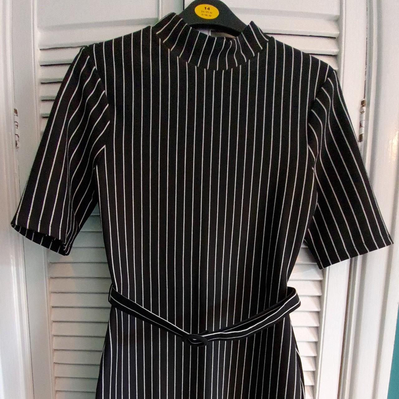 Black Pinstripe Zara Dress Pinstripe Zara dress with... Depop