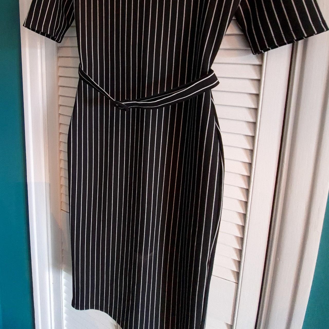 Black Pinstripe Zara Dress Pinstripe Zara dress with... Depop