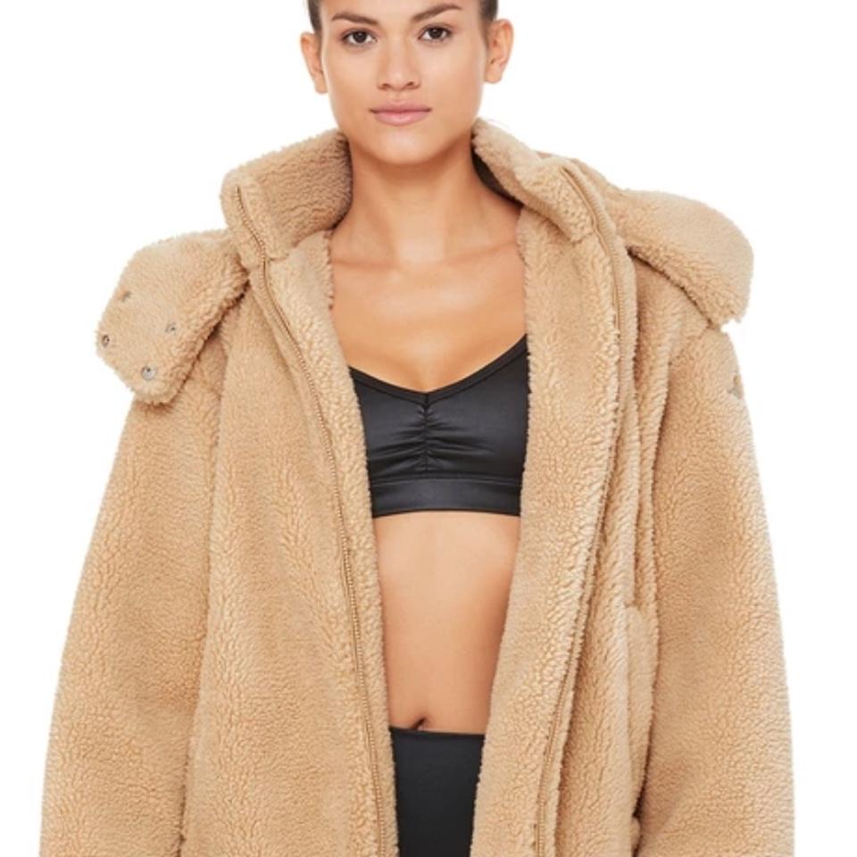 Alo Yoga Norte Sherpa Coat Teddy Camel Oversized Jacket XS No Hood