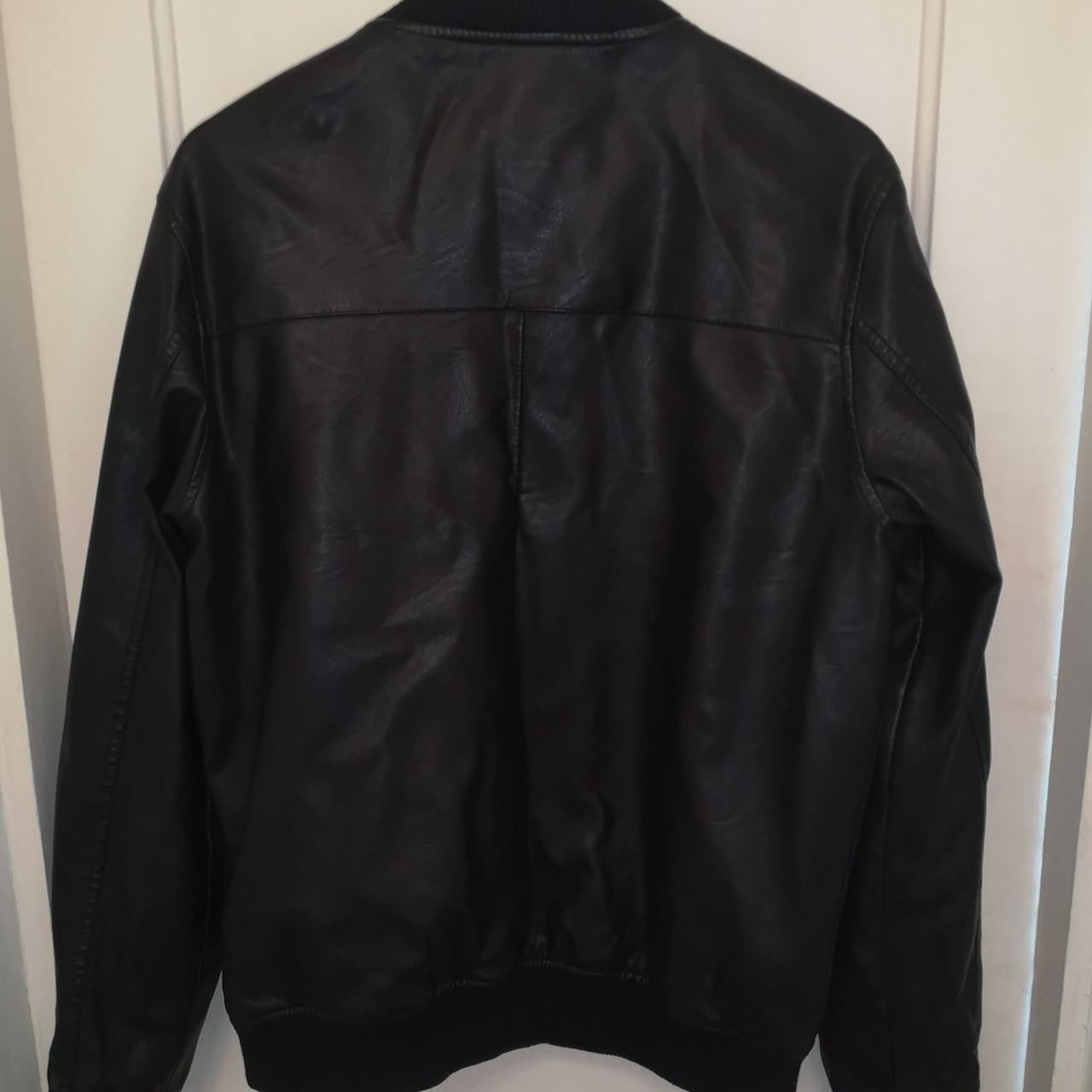 Men's leather bomber jacket - Depop