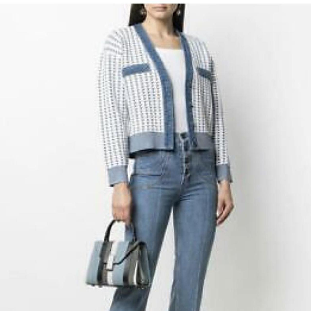 Sandro Marillys Tweed Denim Cropped Cardigan Depop