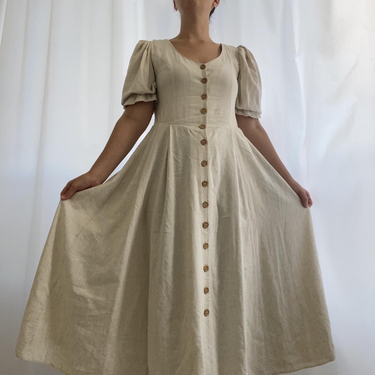 The cutest vintage linen cottagecore prairie dress... - Depop