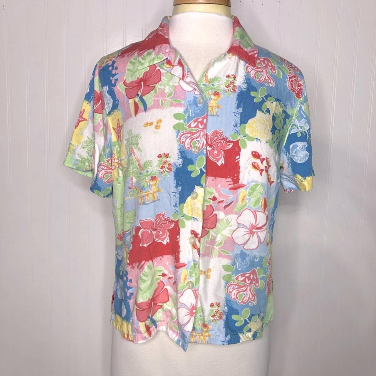Vintage Y2K Hawaiian Tropical Floral Shirt Women’s... - Depop