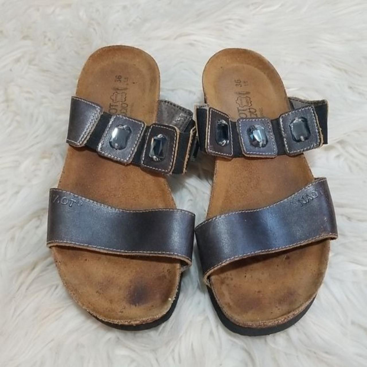 Naot Brown Leather Slip On Sandals in great... - Depop