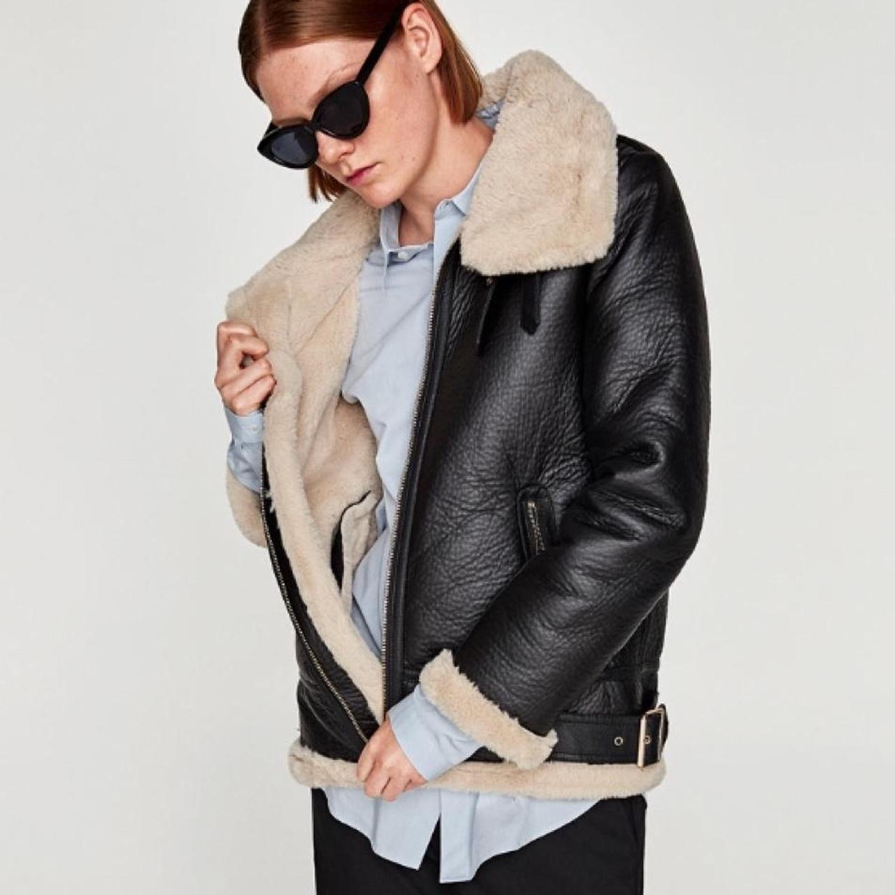 zara cream aviator jacket