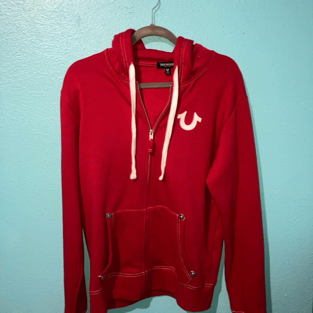 red true religion hoodie truereligion Depop