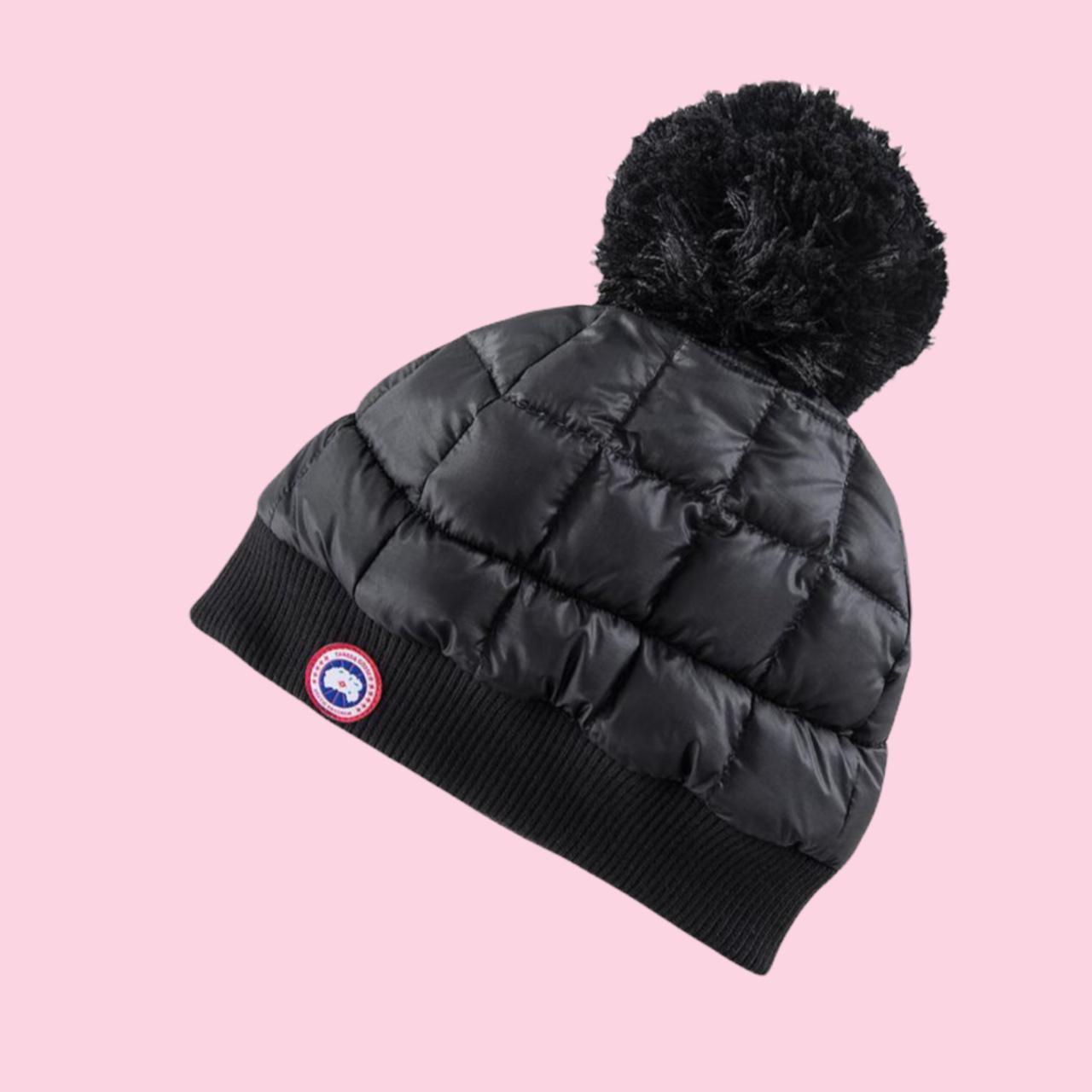 Canada Goose Women's Black and Red Hat Depop