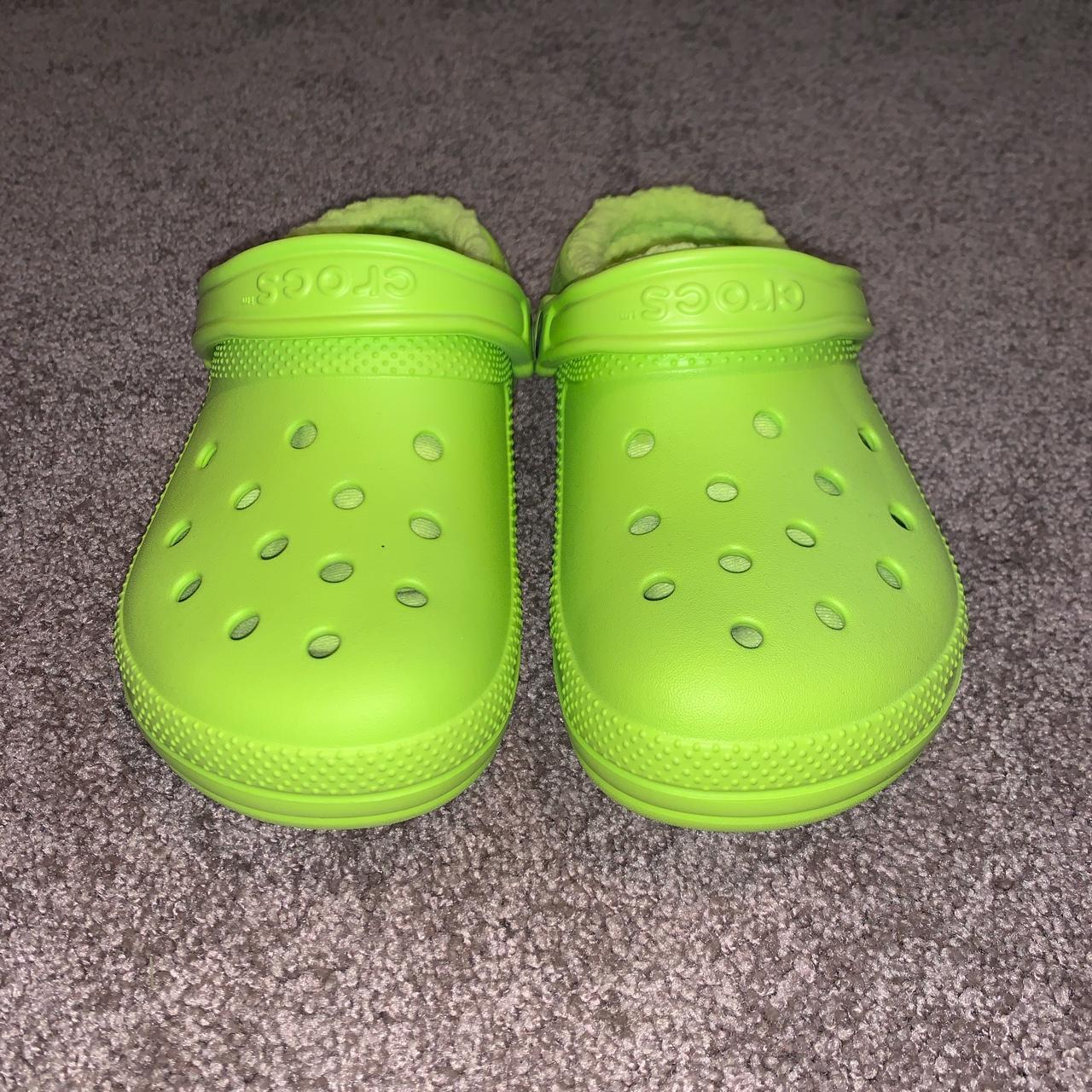 lined green crocs