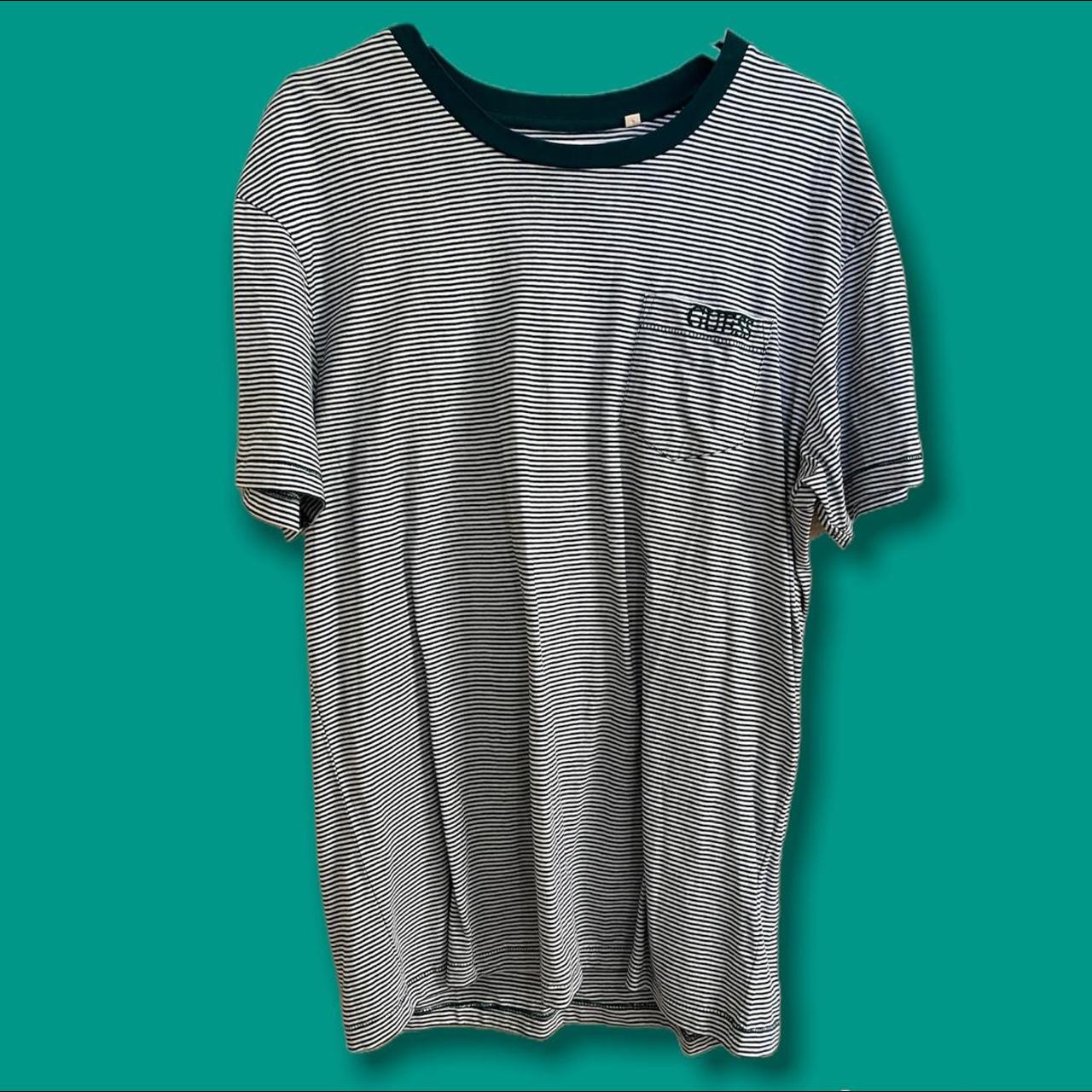 green striped guess shirt