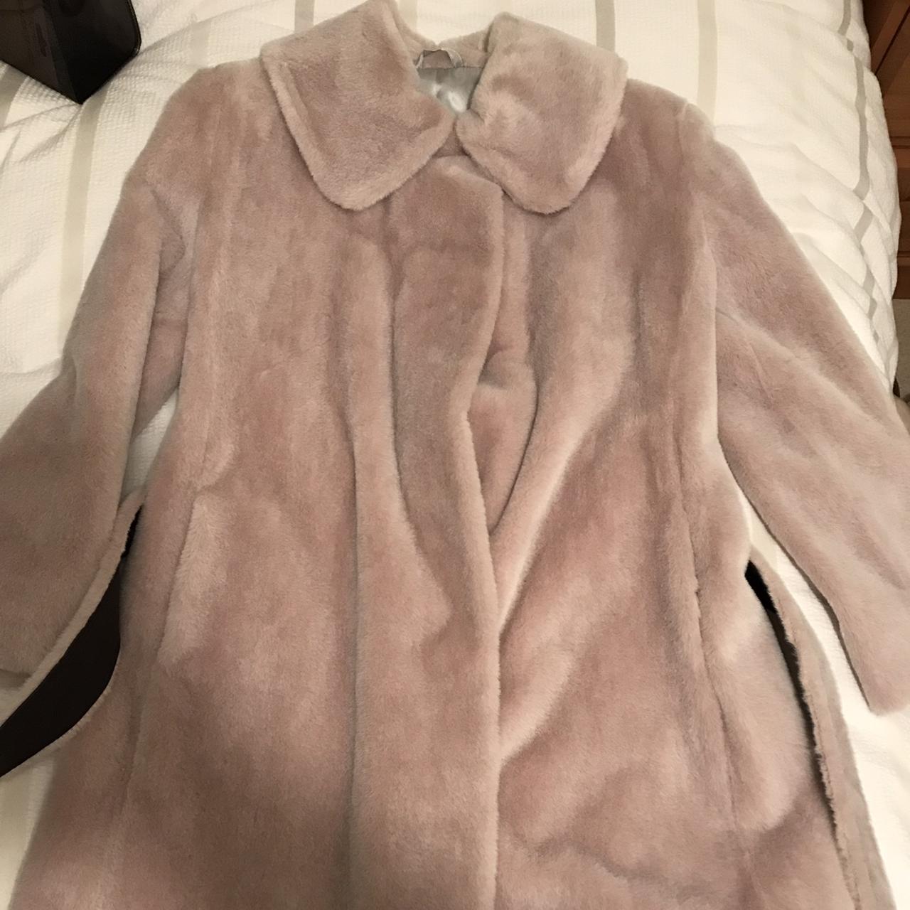 Emporio Armani Pink Fur Coat Grey Silk Lining Real Depop