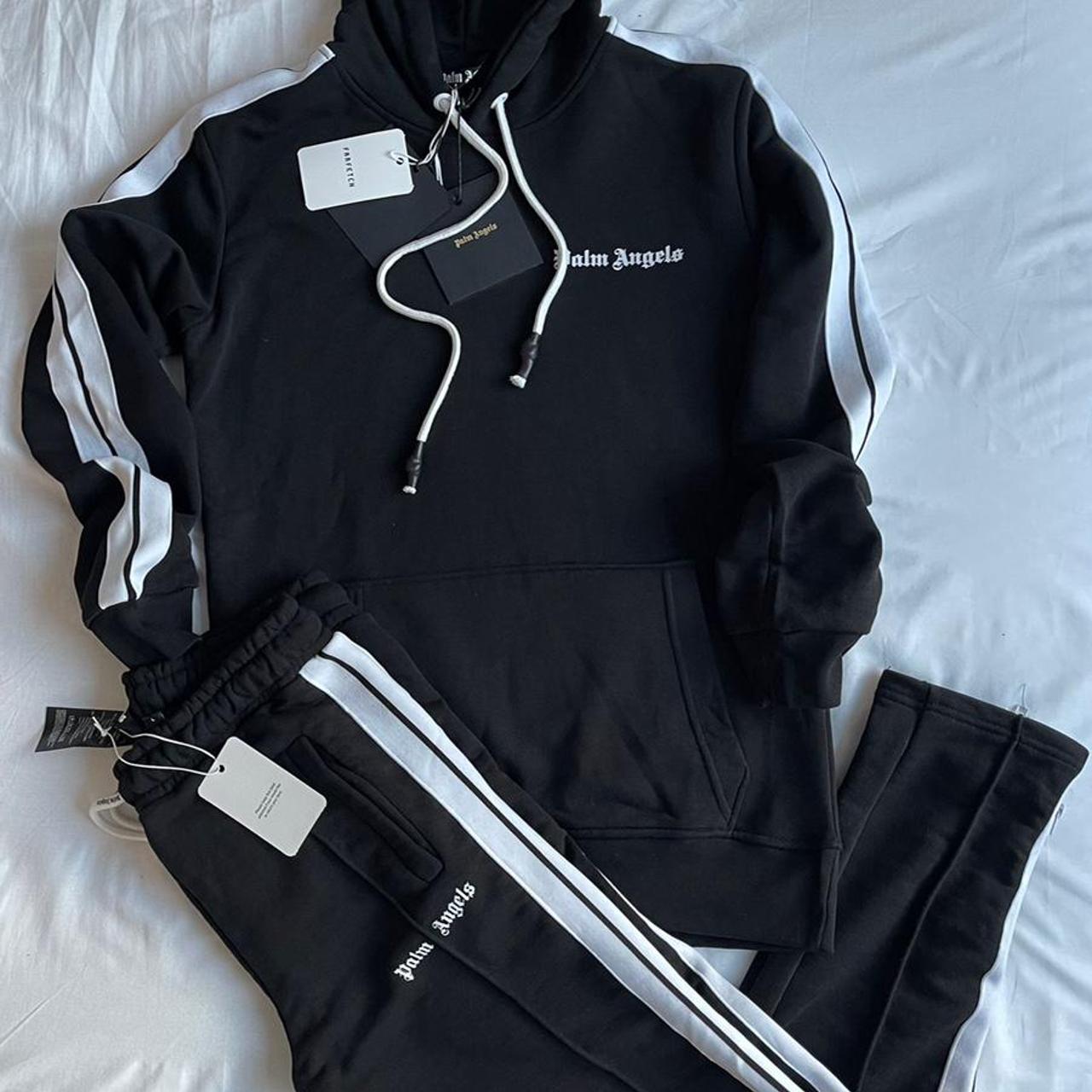 Palm Angels Side-Stripe Tracksuit Set - Hoodie and - Depop