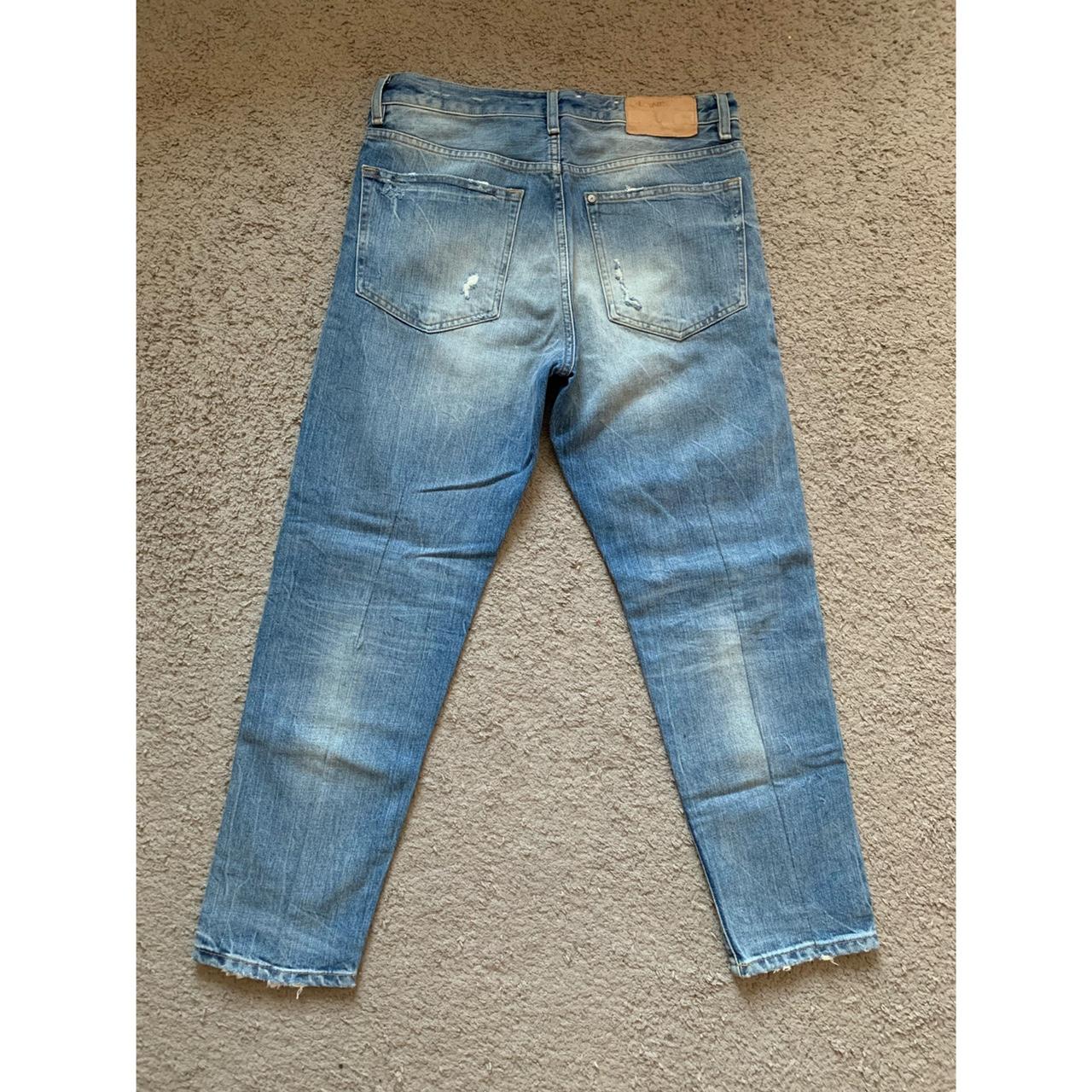 H&M Distress Denim Patchwork Cropped Fit Vintage... - Depop