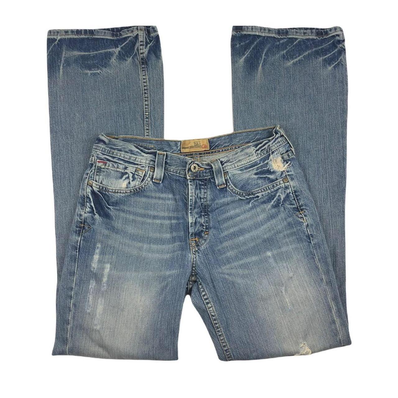 vintage bke ripped bootcut / flare jeans 31 long... - Depop