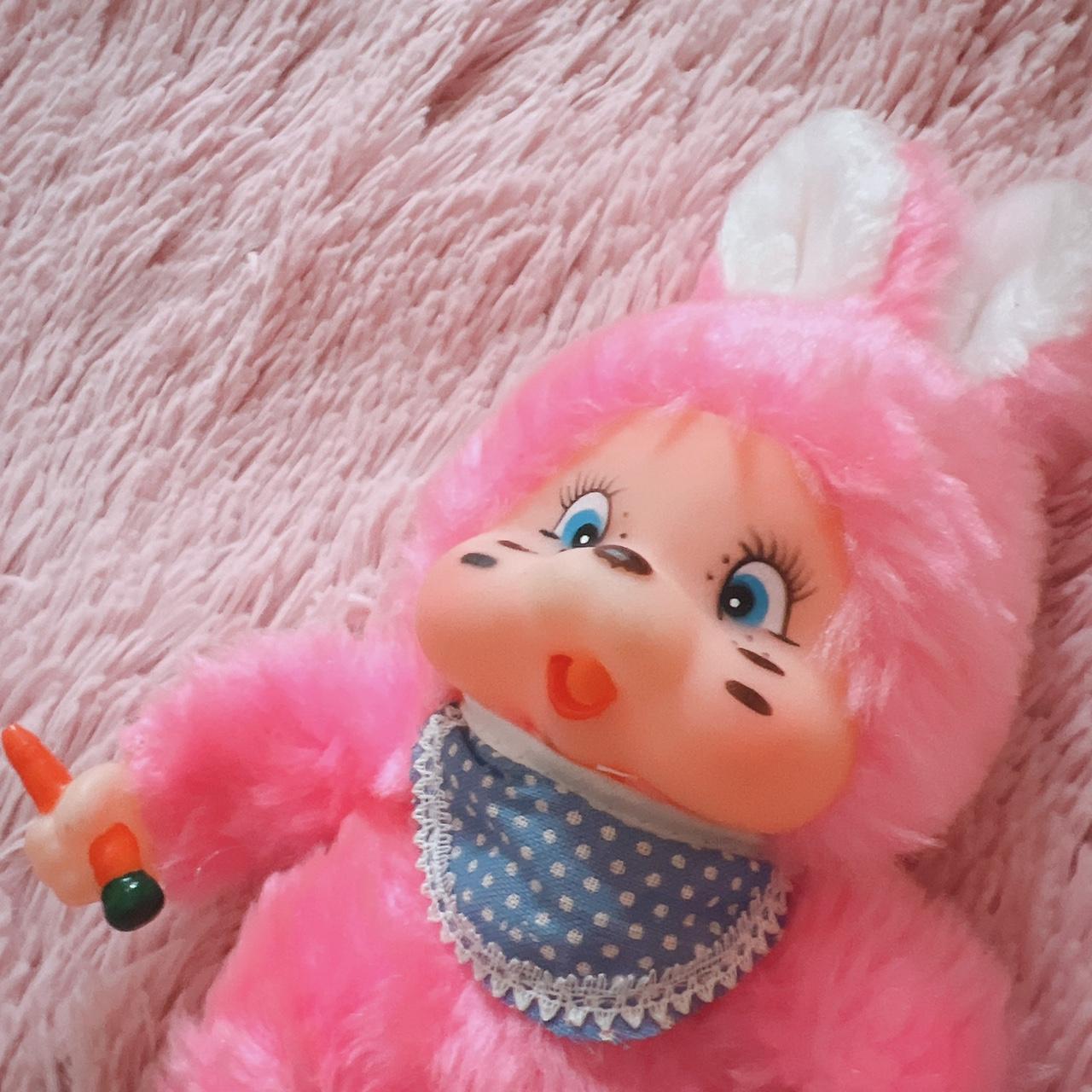 creepy cute pink bunny plush / plushie! cute for - Depop