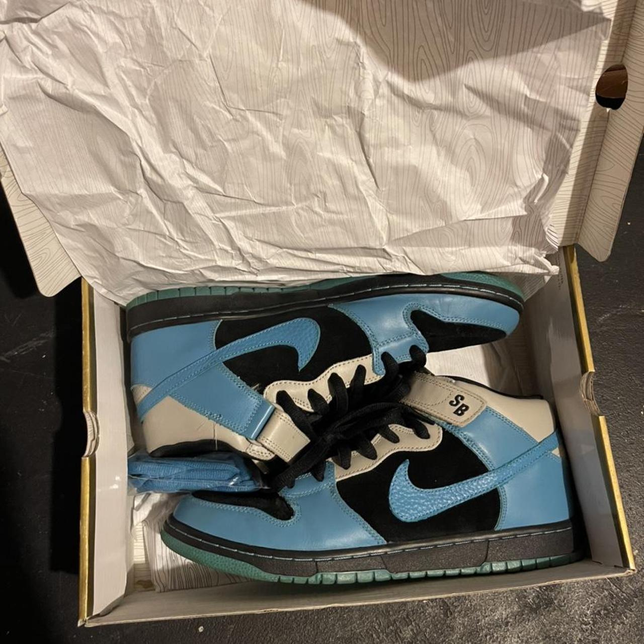 Nike SB Dunk Mid Aqua Blue And Black Sz 12 with OG... - Depop