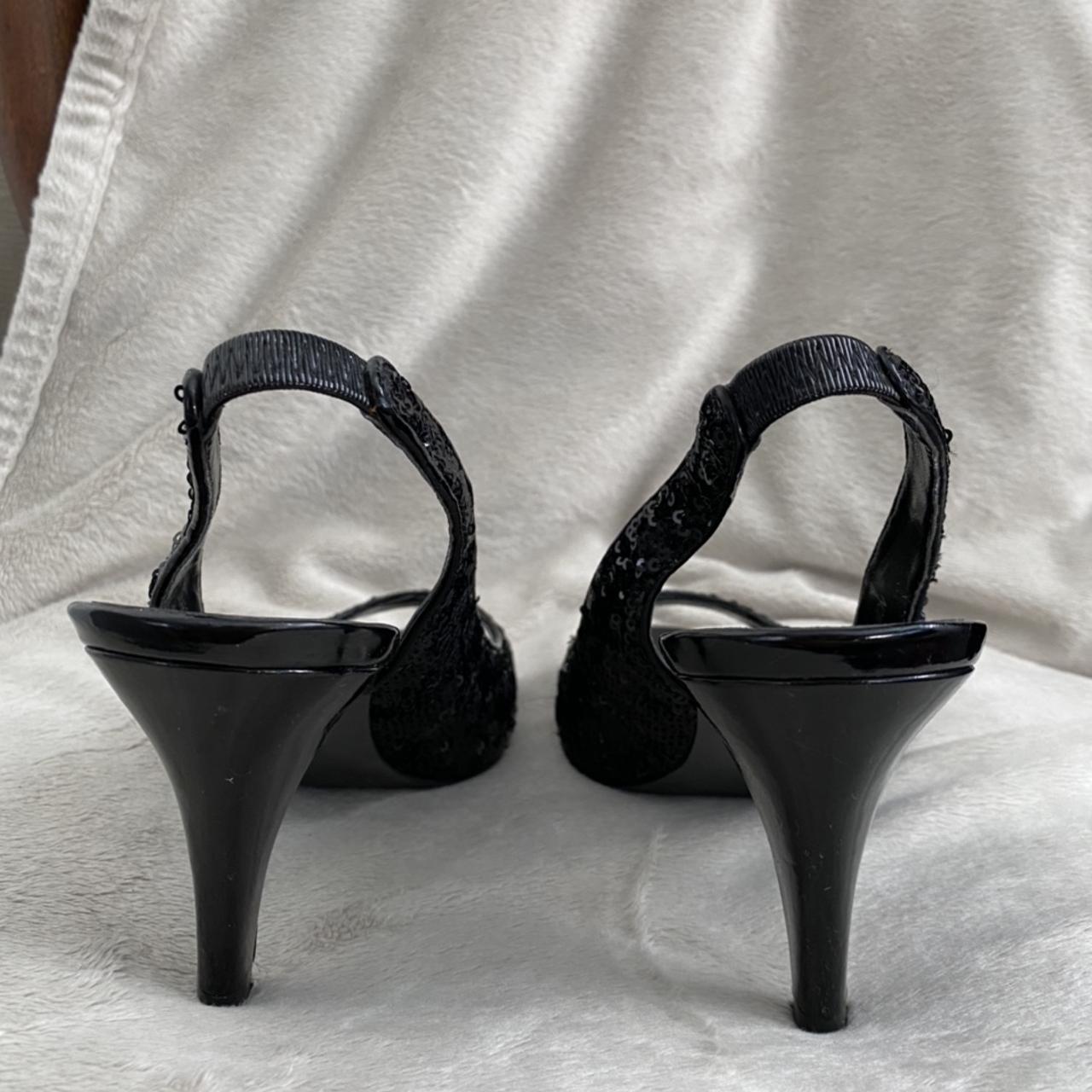 Tahari Black Sequin Slingback Heels - Size 8 - Great... - Depop