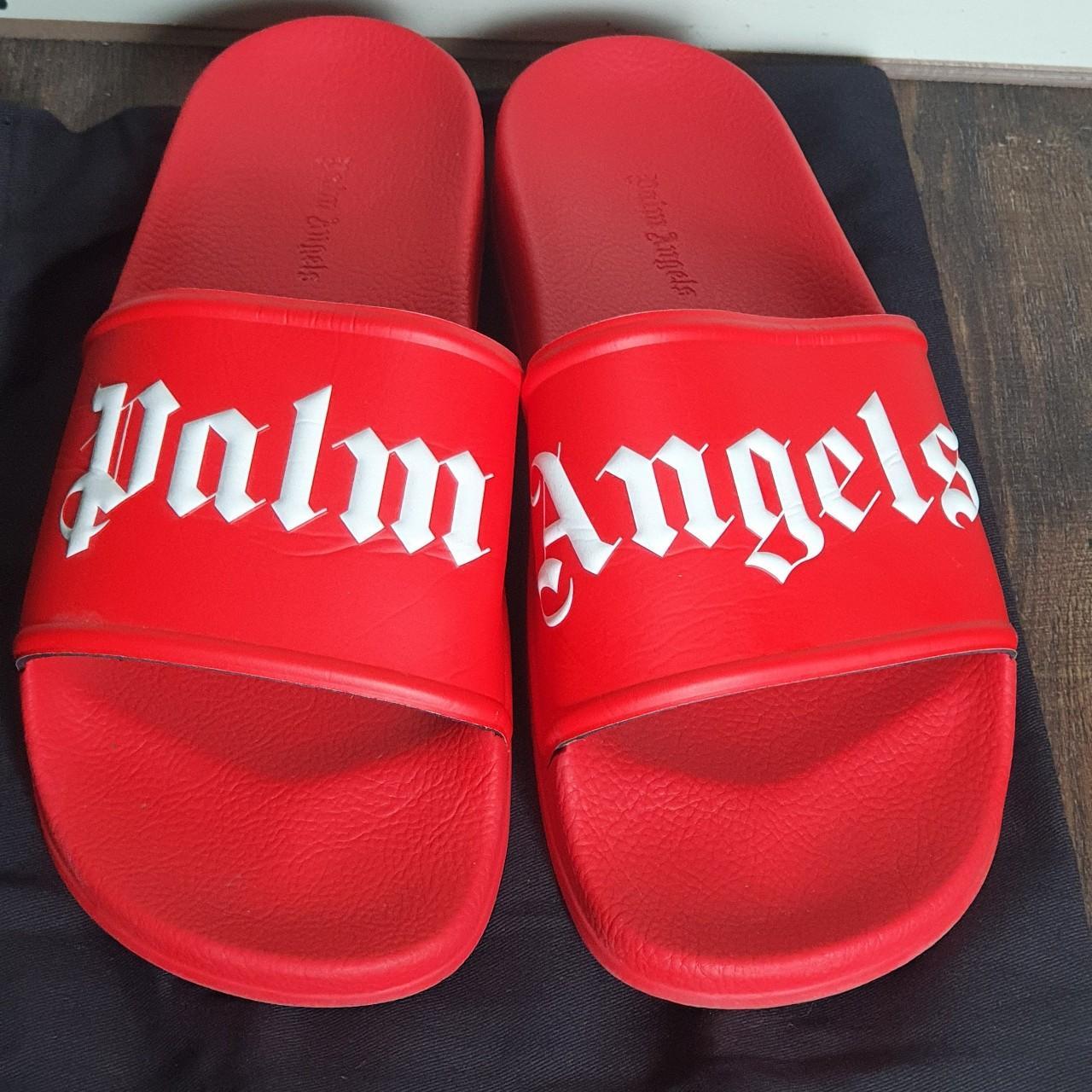 Palm Angels Sliders size 44 in red Only worn few Depop