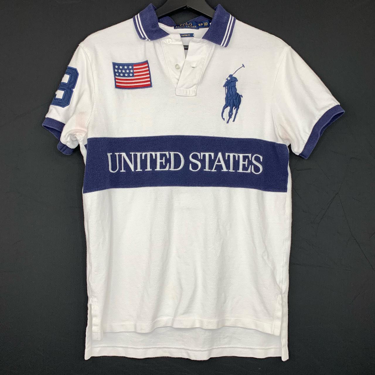 Vintage 00’s White Ralph Lauren Polo Shirt Navv Blue... - Depop