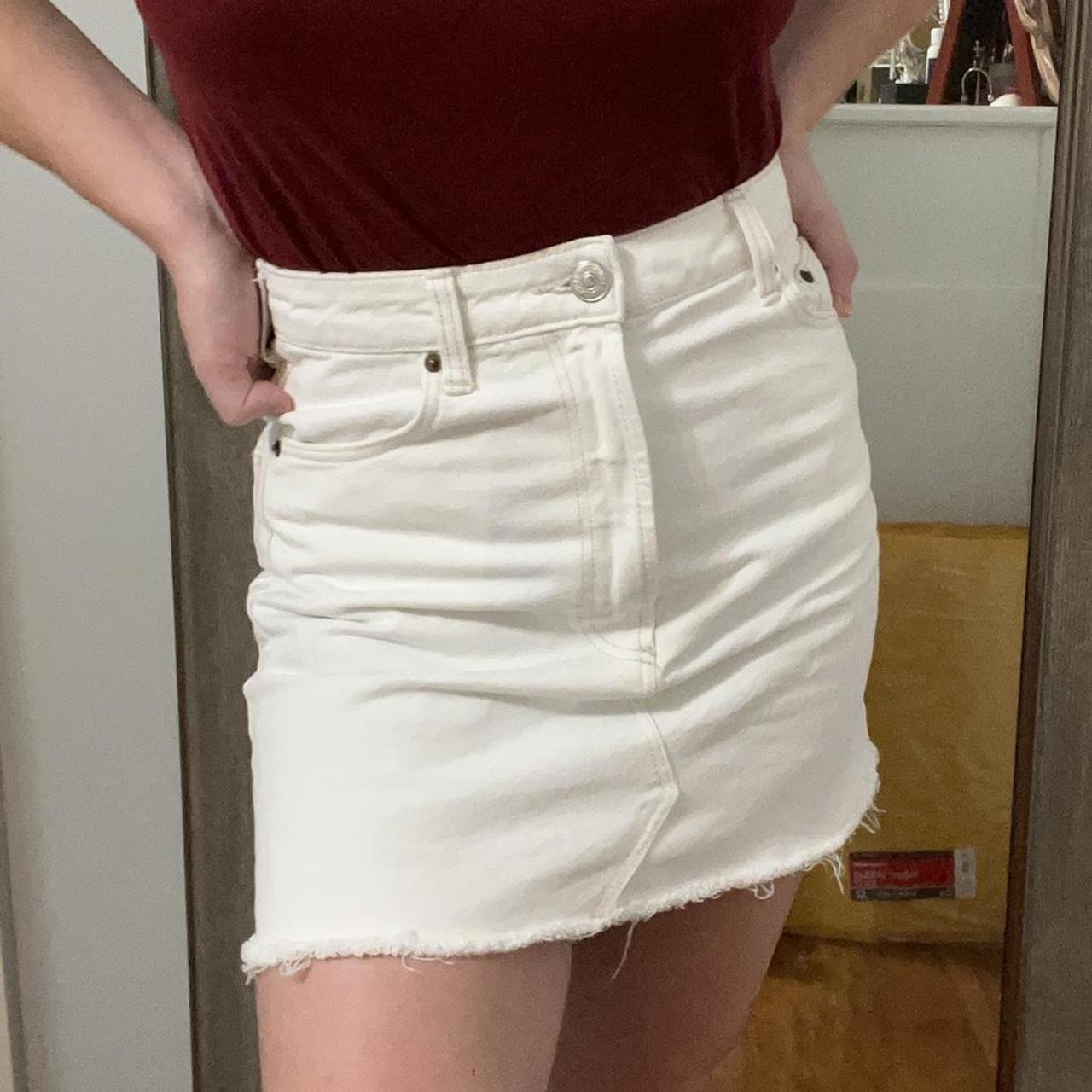 ZARA White Jean Mini Skirt Size small, Depop