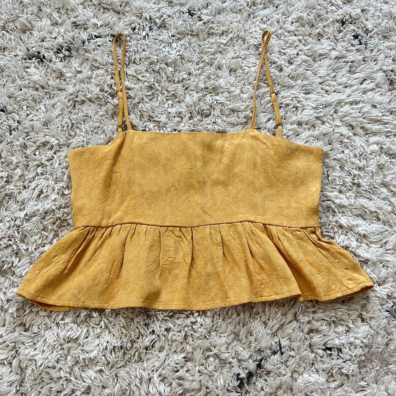 Urban Outfitters Women's Yellow and Gold Crop-top | Depop