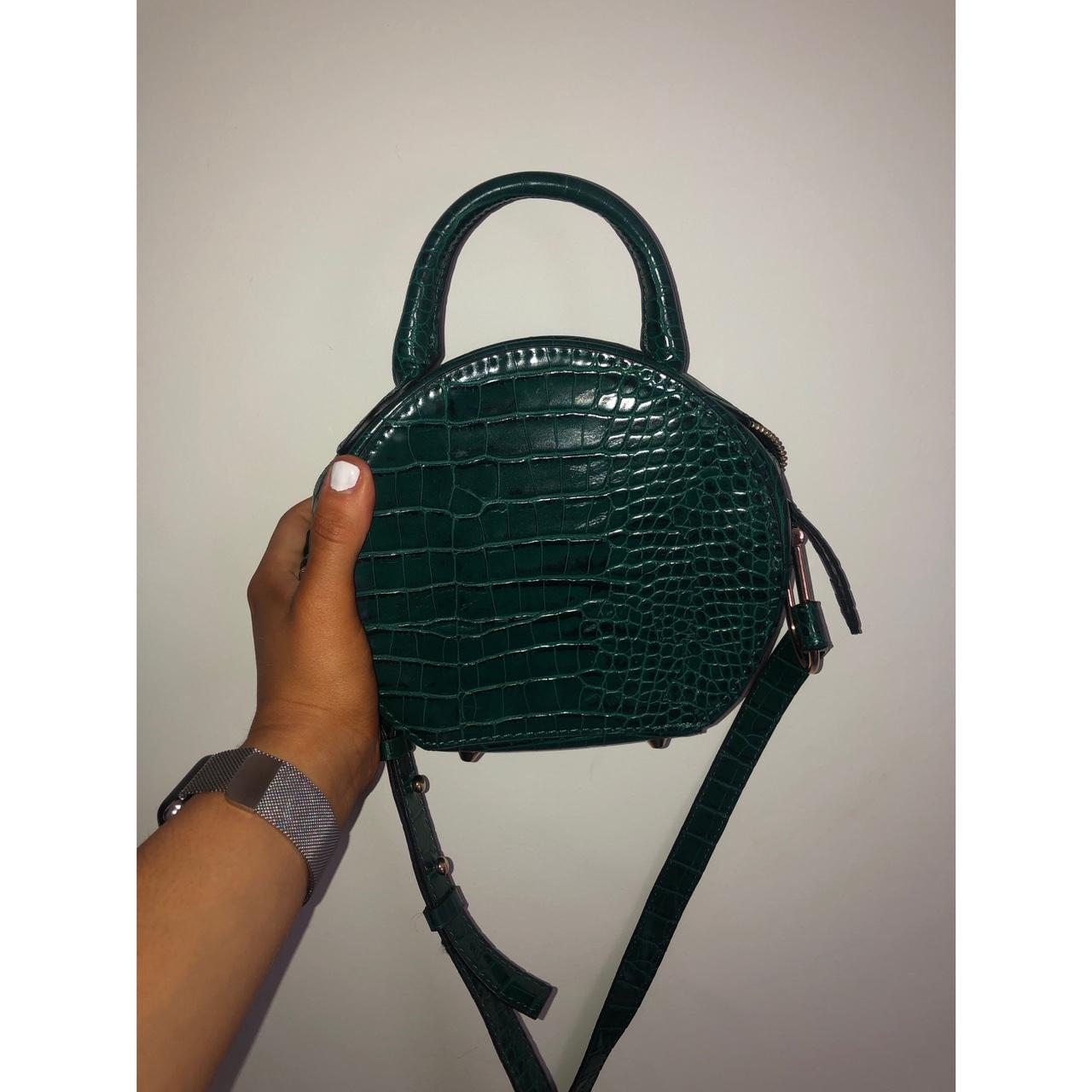 TOPSHOP Green Croc Detail Cross Body Only