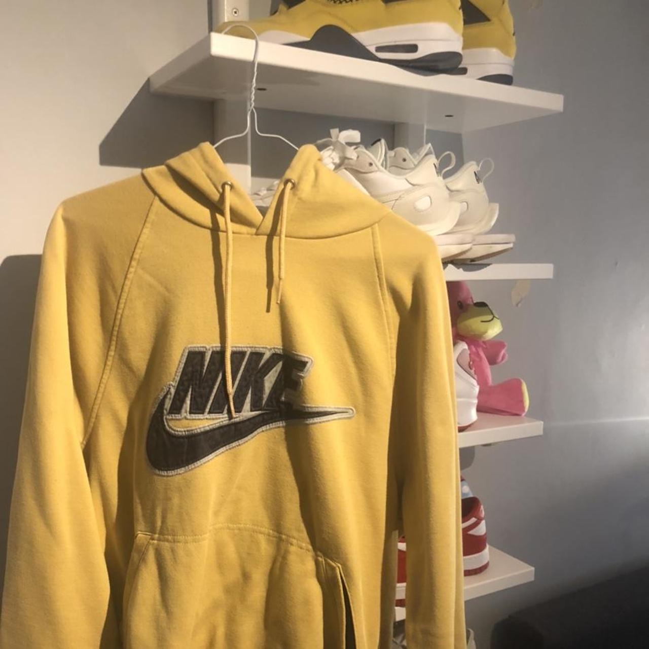 Yellow vintage Nike hoodie. Size medium a bit to... - Depop