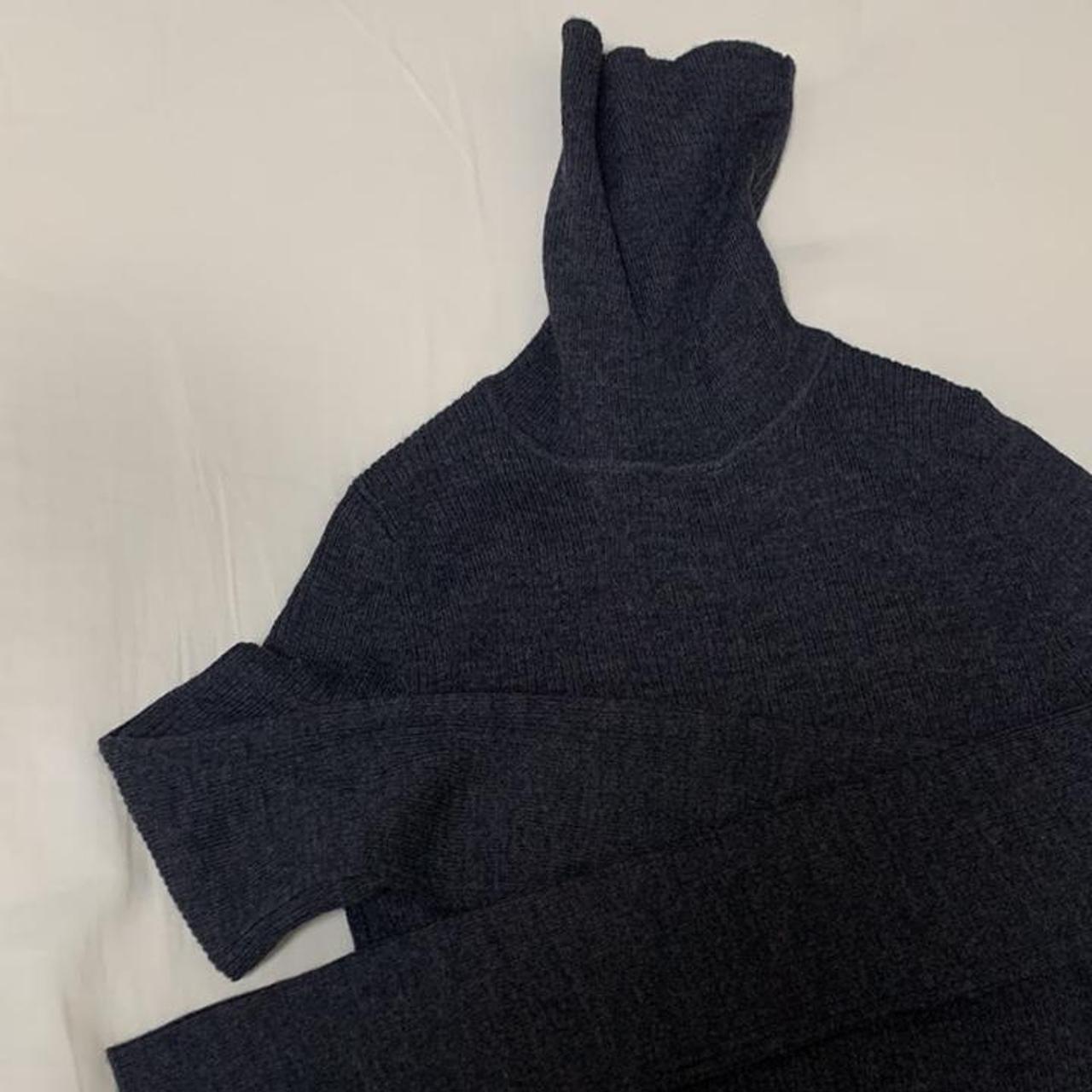 uniqlo 100% wool dark grey turtleneck sweater never... - Depop